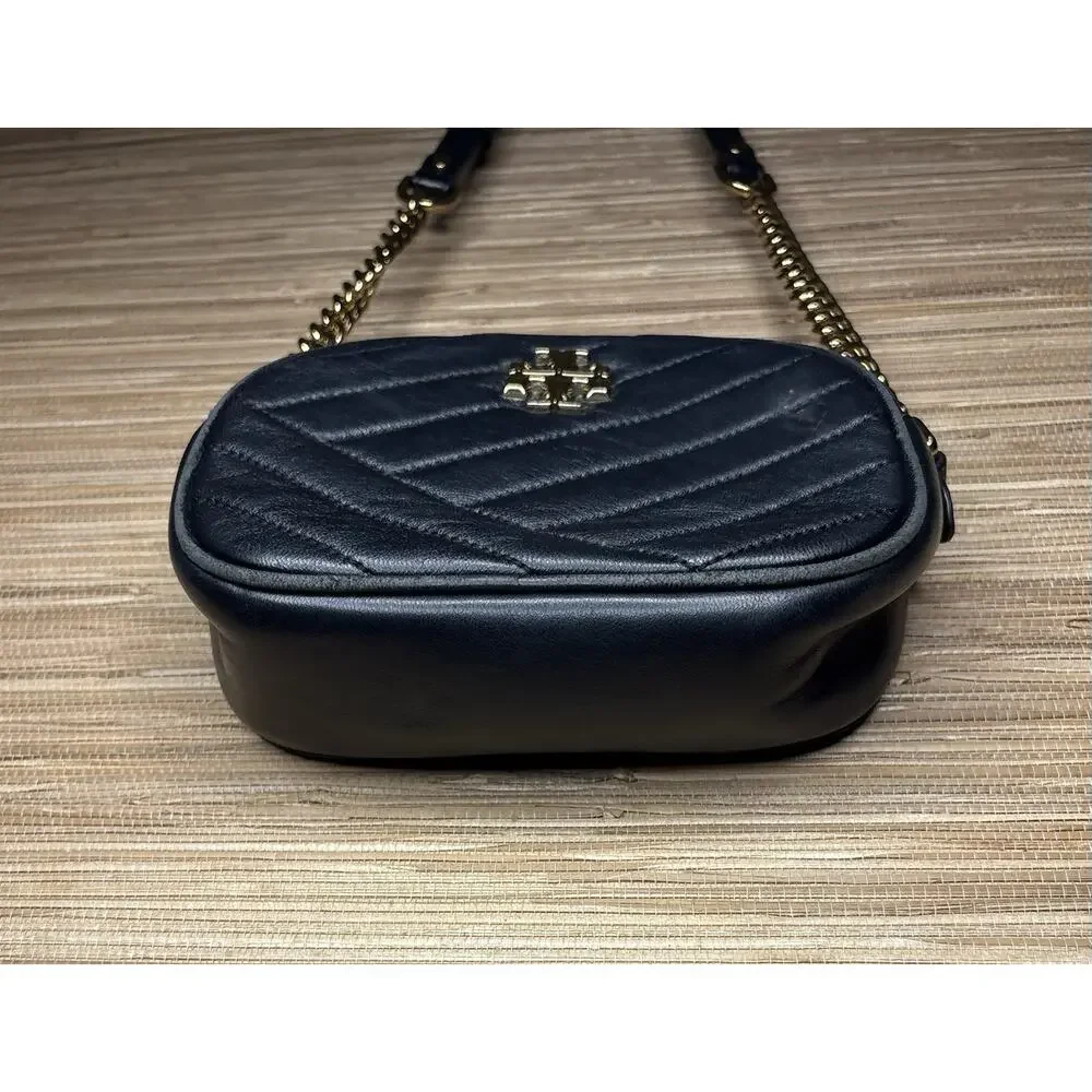 Tory Burch Kira Chevron Small Camera Bag Black 8” x 6”